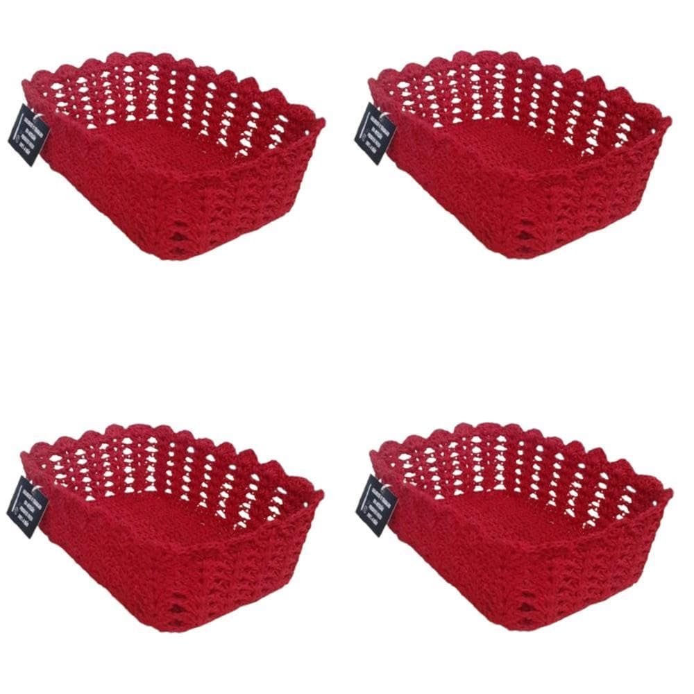 Kit 4 Cestos Organizador De Croche Retangular 26 X 18Cm