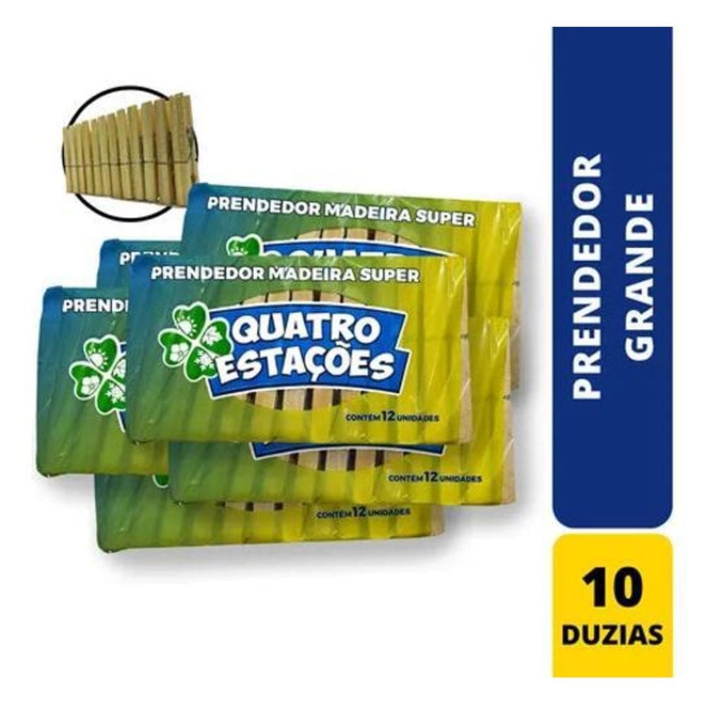 2X Kit 120 Prendedores De Roupa Madeira Grande 10 Dúz