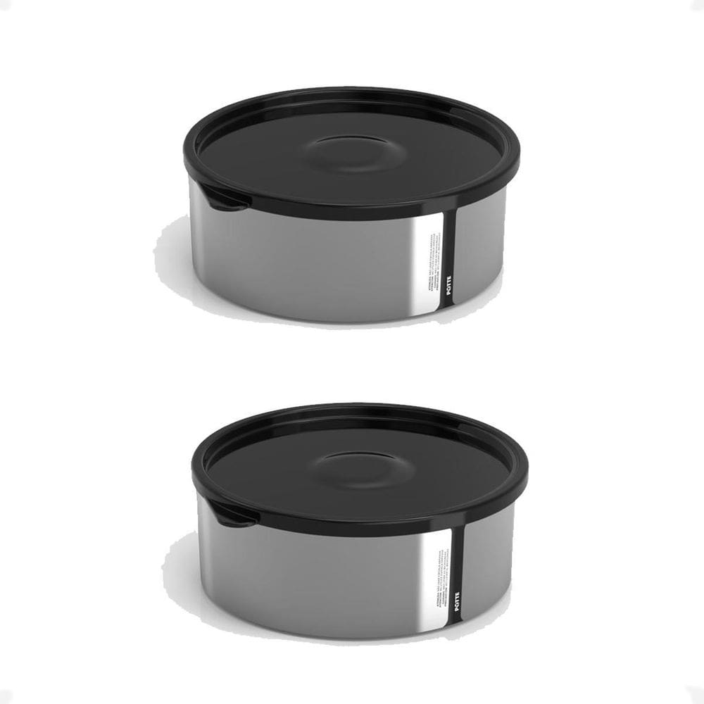 Kit 2 Pote Para Alimentos Metallic C/Tampa 370Ml Bpa Free