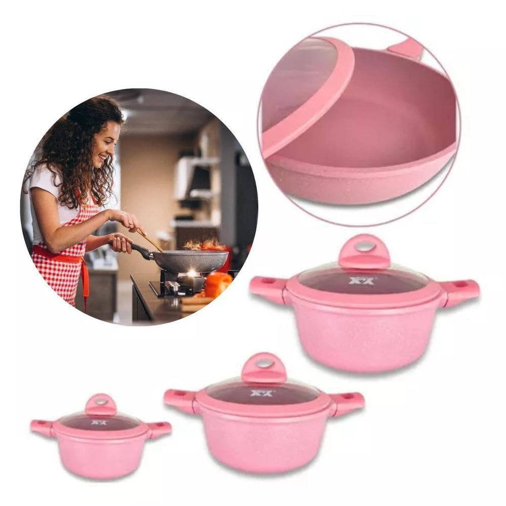 Kit Panelas Elegantes Cor Rosa Presente Natal Sua Mãe