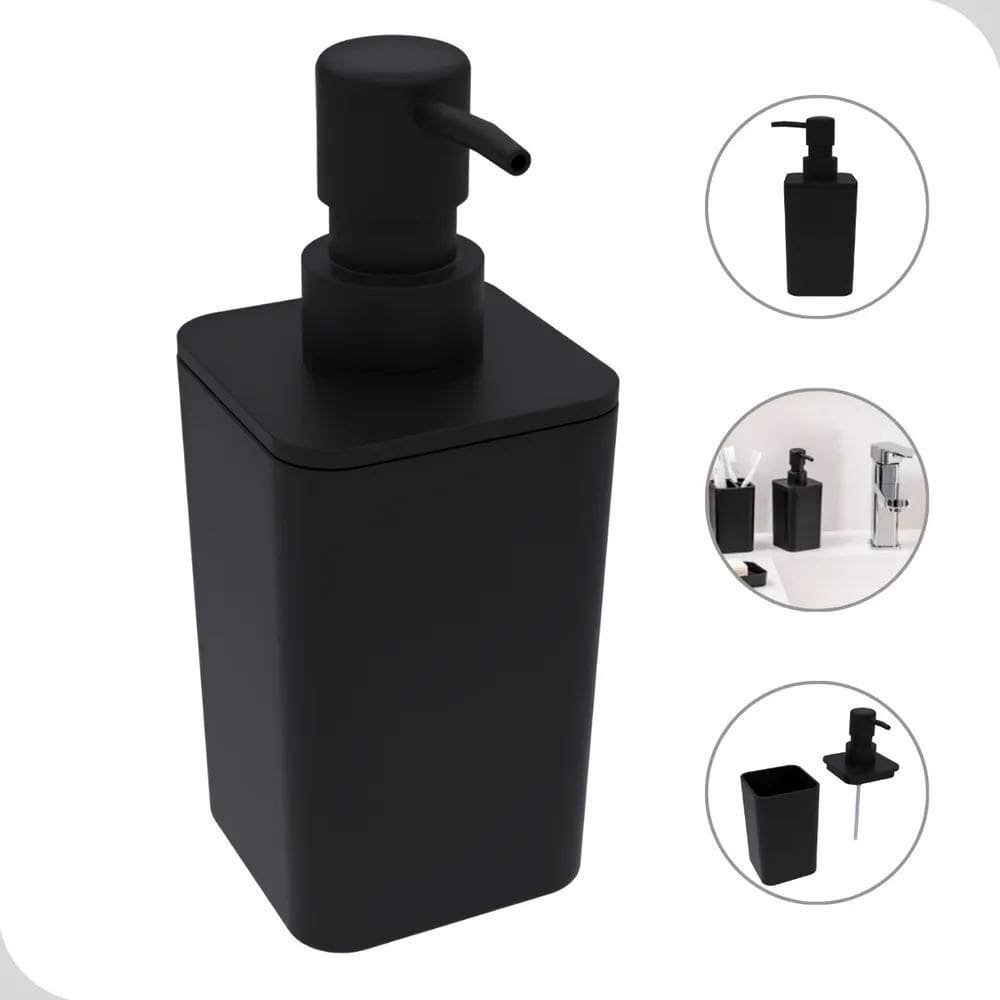 Porta Sabonete Líquido Dispenser Preto Lavabo Banheiro