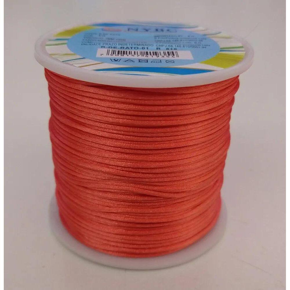 Cordão Fio Cetim Seda Rabo Rato Rolo 100 Metros 1 M Salmão 8