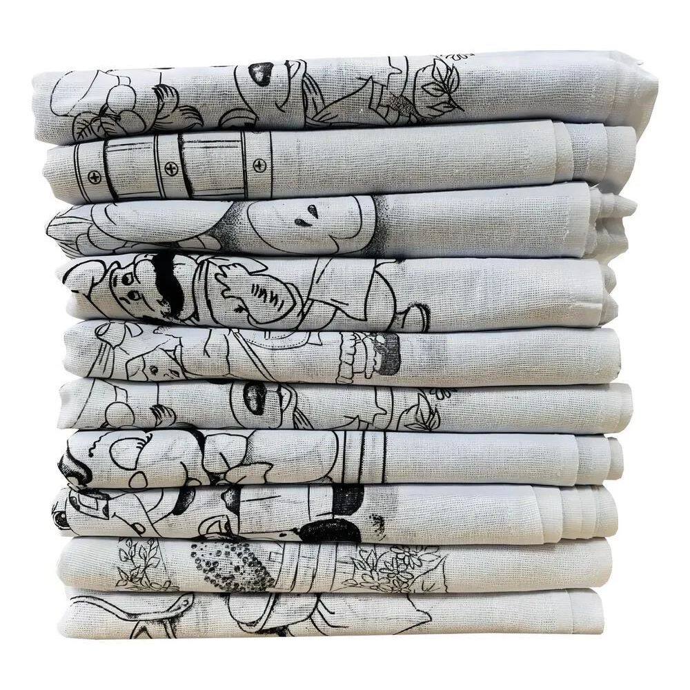 2X Pano De Prato Minimalista Preto Branco Kit 10 Peç