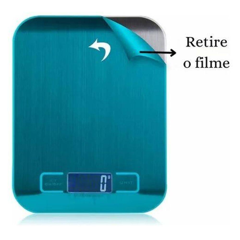 Balança Cozinha Fit Alimentos 10Kg Aço Inox Visor Grande Cor