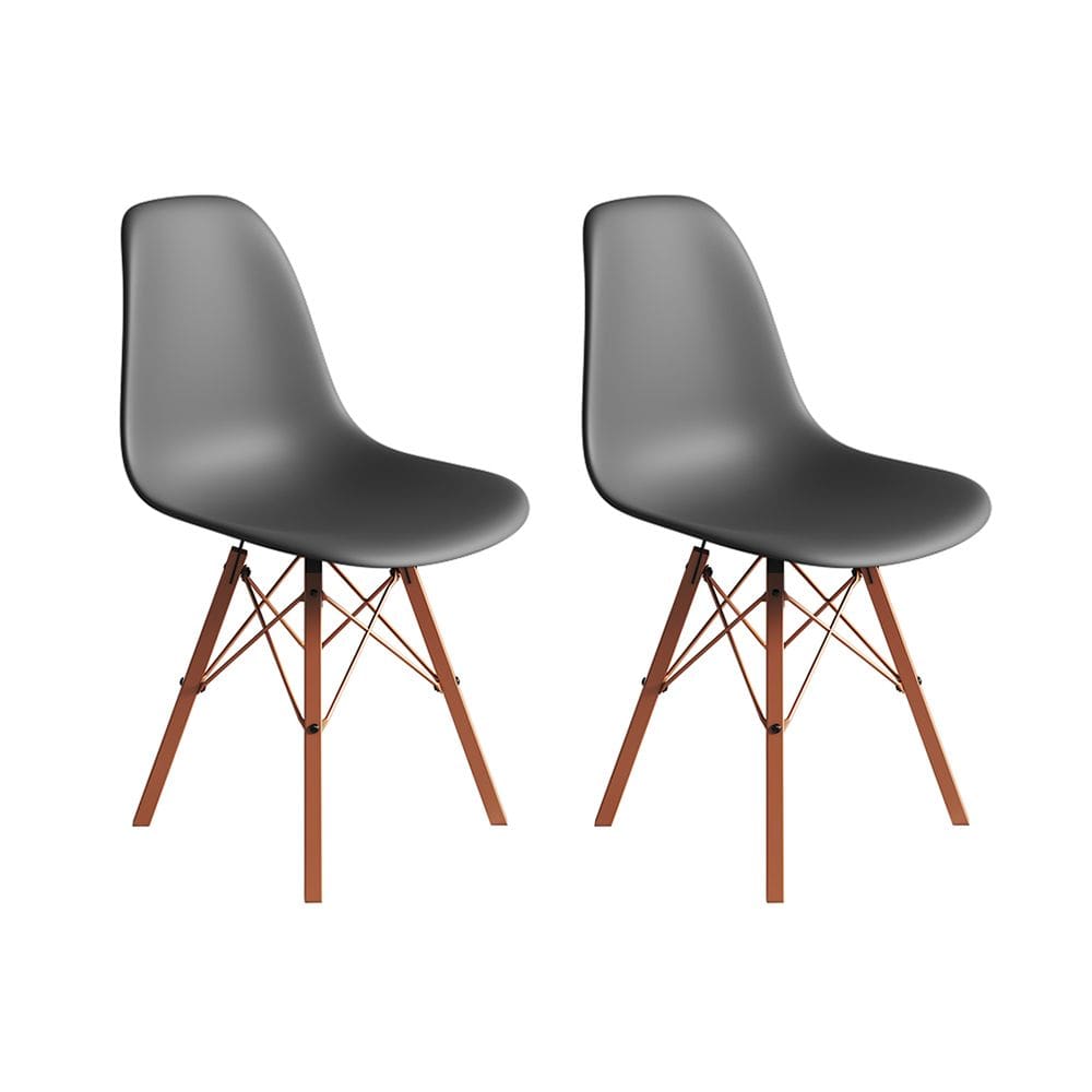 Conjunto 2 Cadeiras Eames Estilo Moderno em Ferro Cobre com Assento Cinza