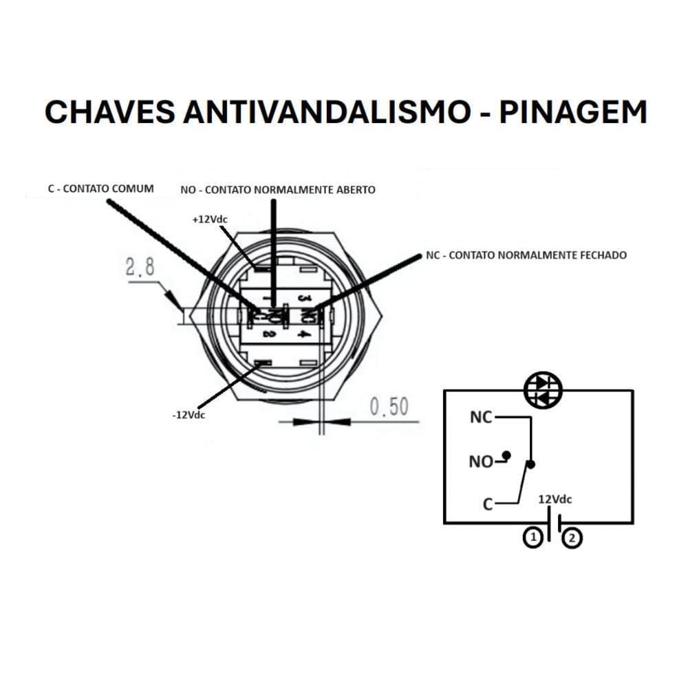 Chicote Para Botao De Chaves Anti Vandalismo Nwt 15Cm
