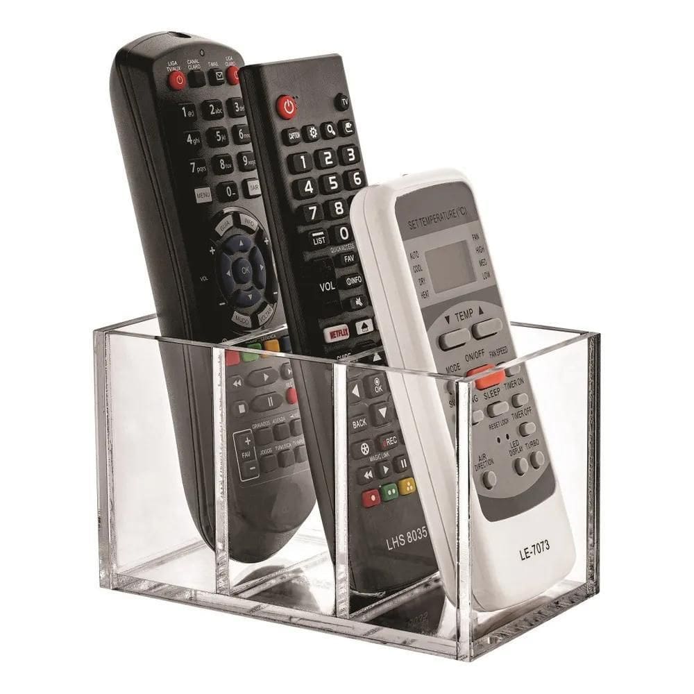 Porta Controle Remoto Triplo Mesa Acrílico Cristal Acribom