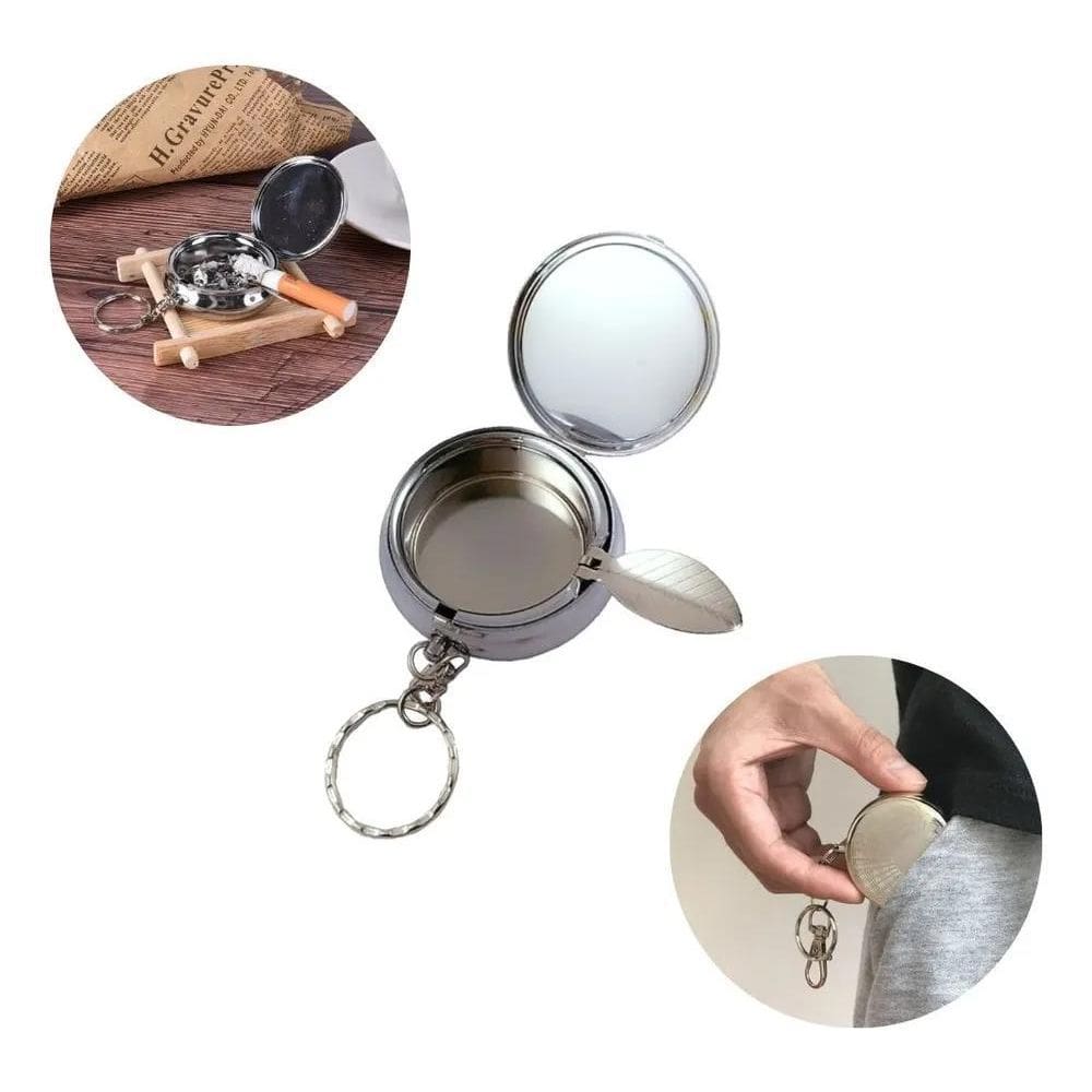 3X Cinzeiro De Bolso De Aço Inox Automático Portátil - Metal