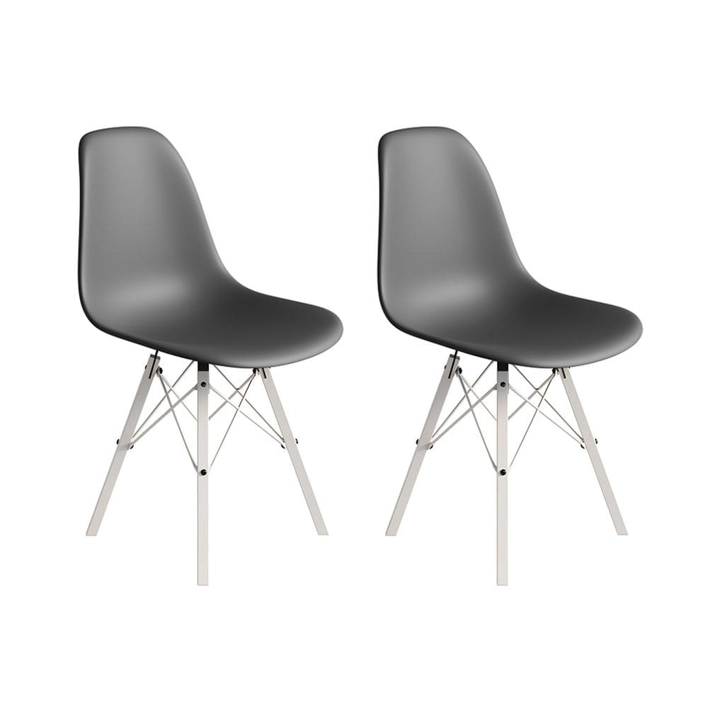 Conjunto 2 Cadeiras Eames Estilo Moderno em Ferro Branco com Assento Cinza