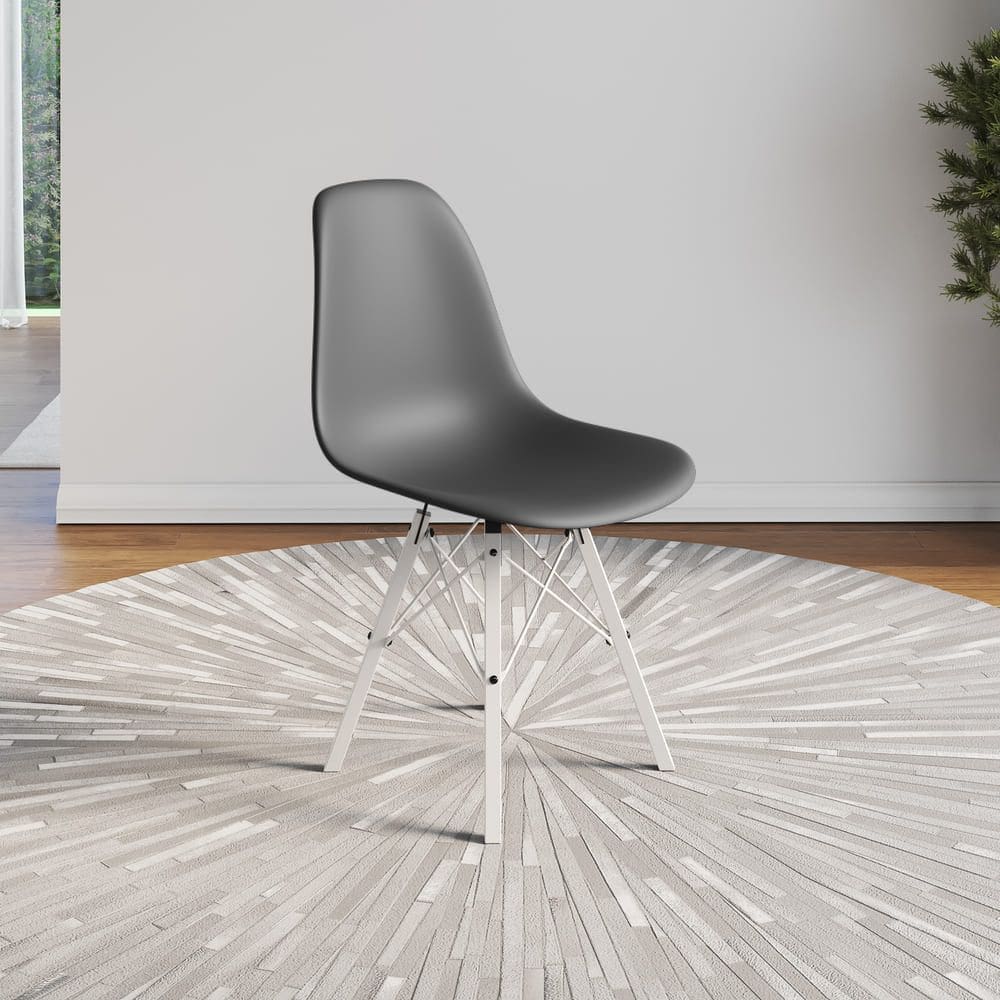 Cadeira Eames Estilo Moderno em Ferro Branco com Assento Cinza