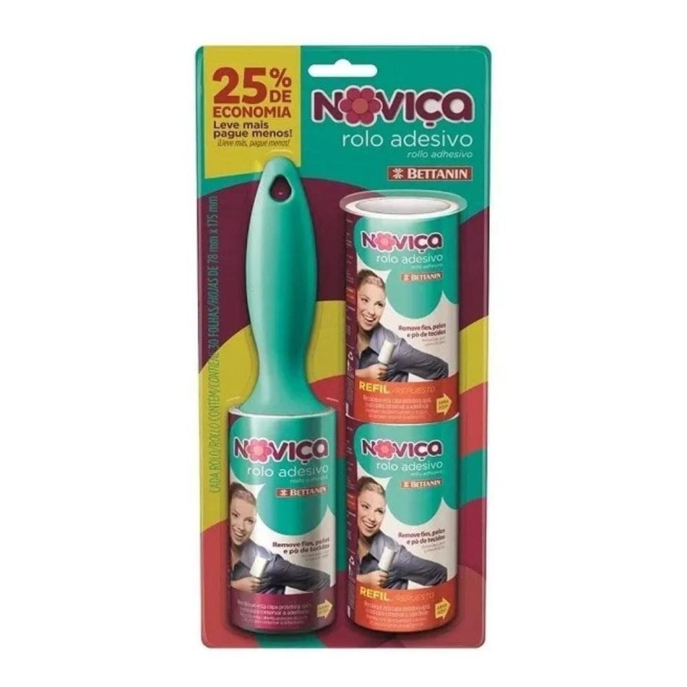 Rolo Adesivo Bt203 Com 2 Refis Noviça