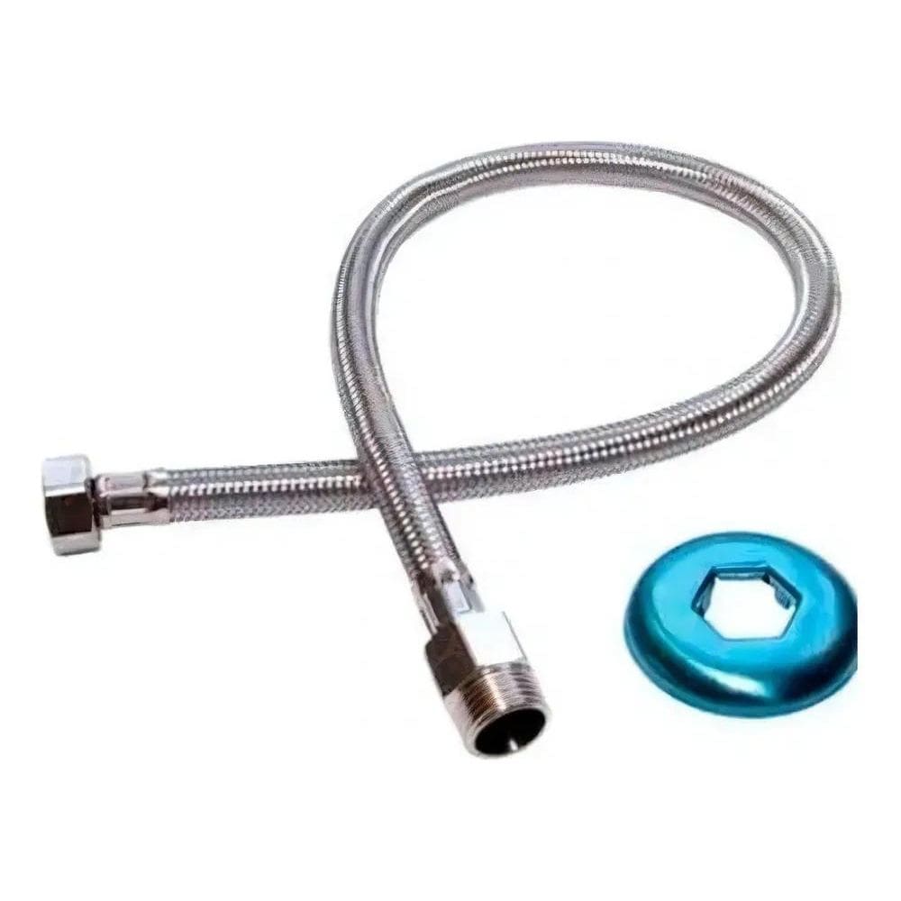 Engate Flexivel Rabicho Inox Tracado 30Cm Macho X Femea 1/2