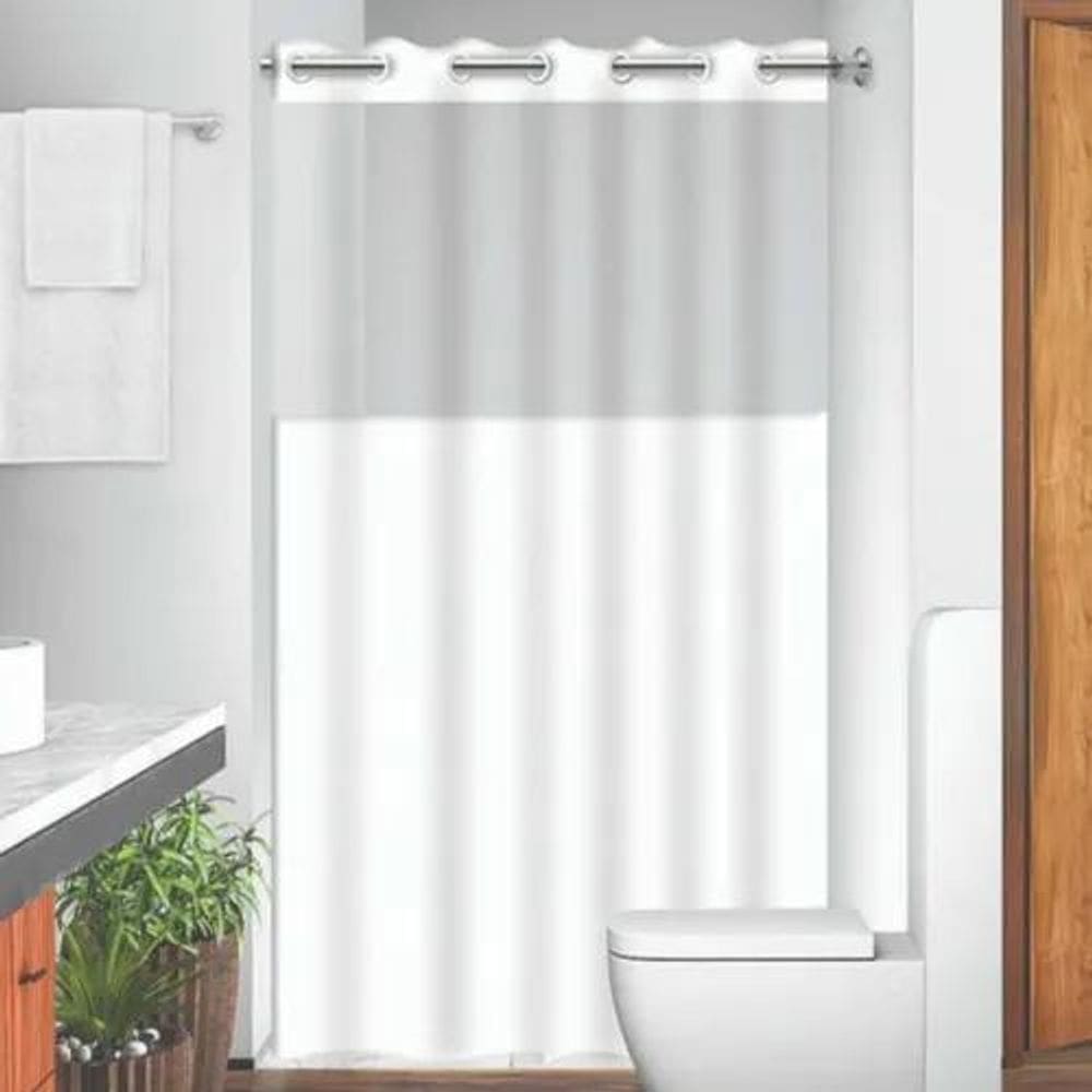 Cortina Em Pvc Para Box Antimofo Com Ilhós 1,38X1,98 Branca