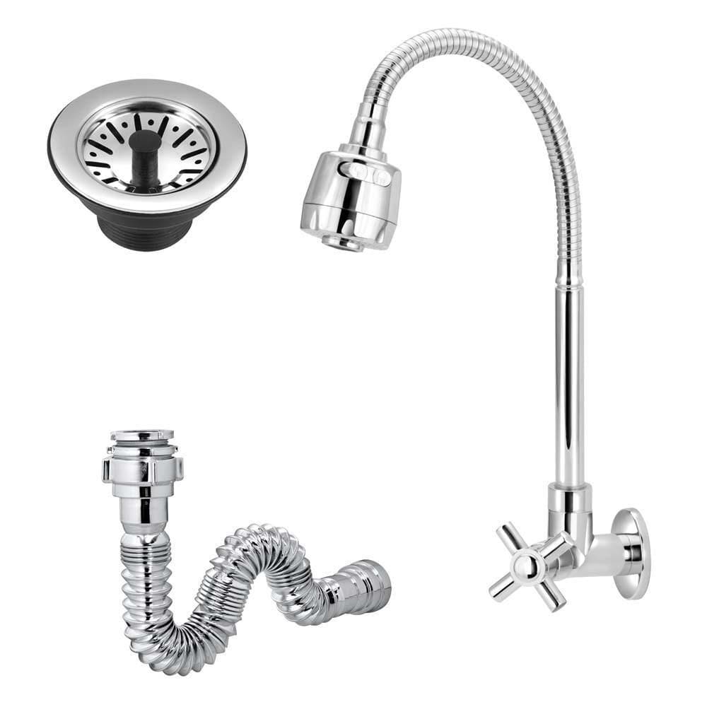 Torneira Gourmet Cozinha Parede +Válvula/Americana+ Sifão