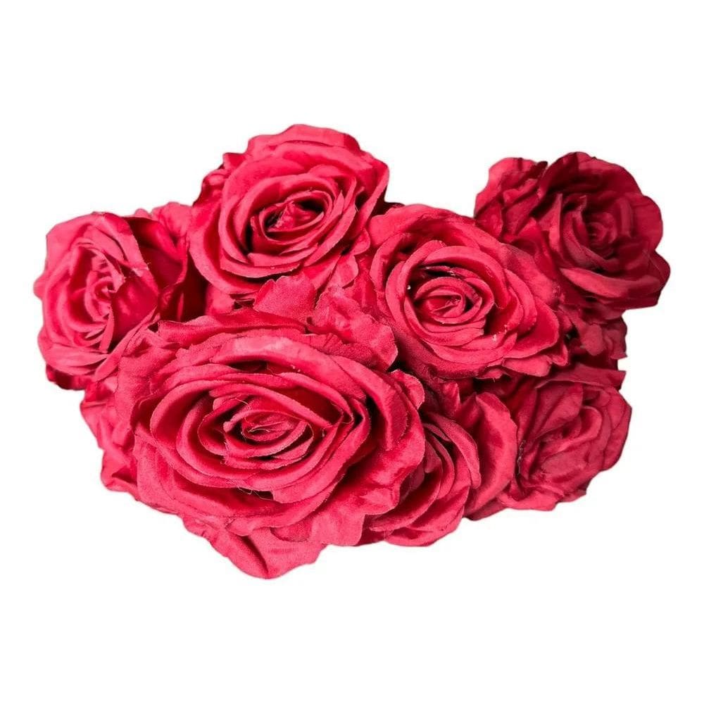 Buquê De Rosa Grande Artificial Com 9 F Marsala