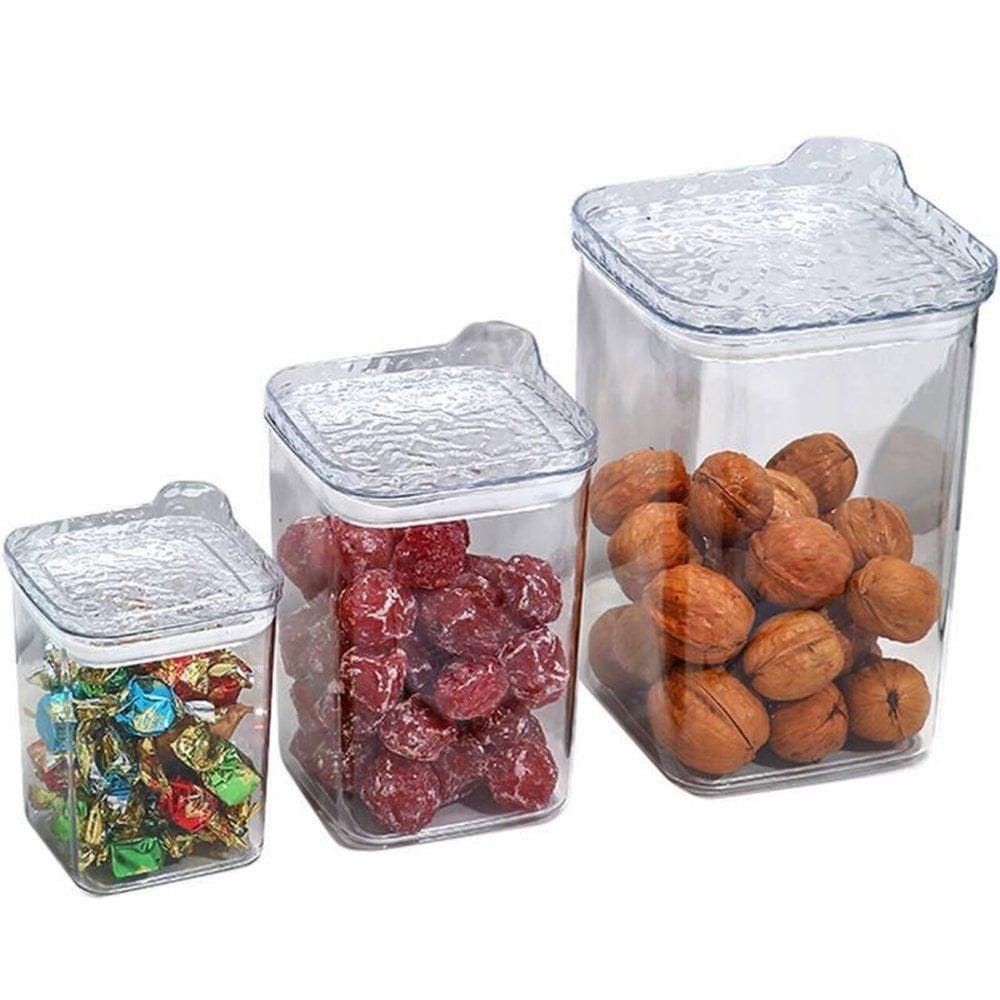 Kit 3 Pote Hermético Quadrado Multiuso Com Tampa