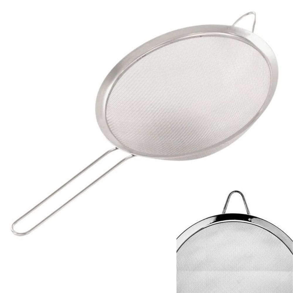Peneira De Cozinha Aço Inox 27Cm X 14Cm Com Apoio Lateral