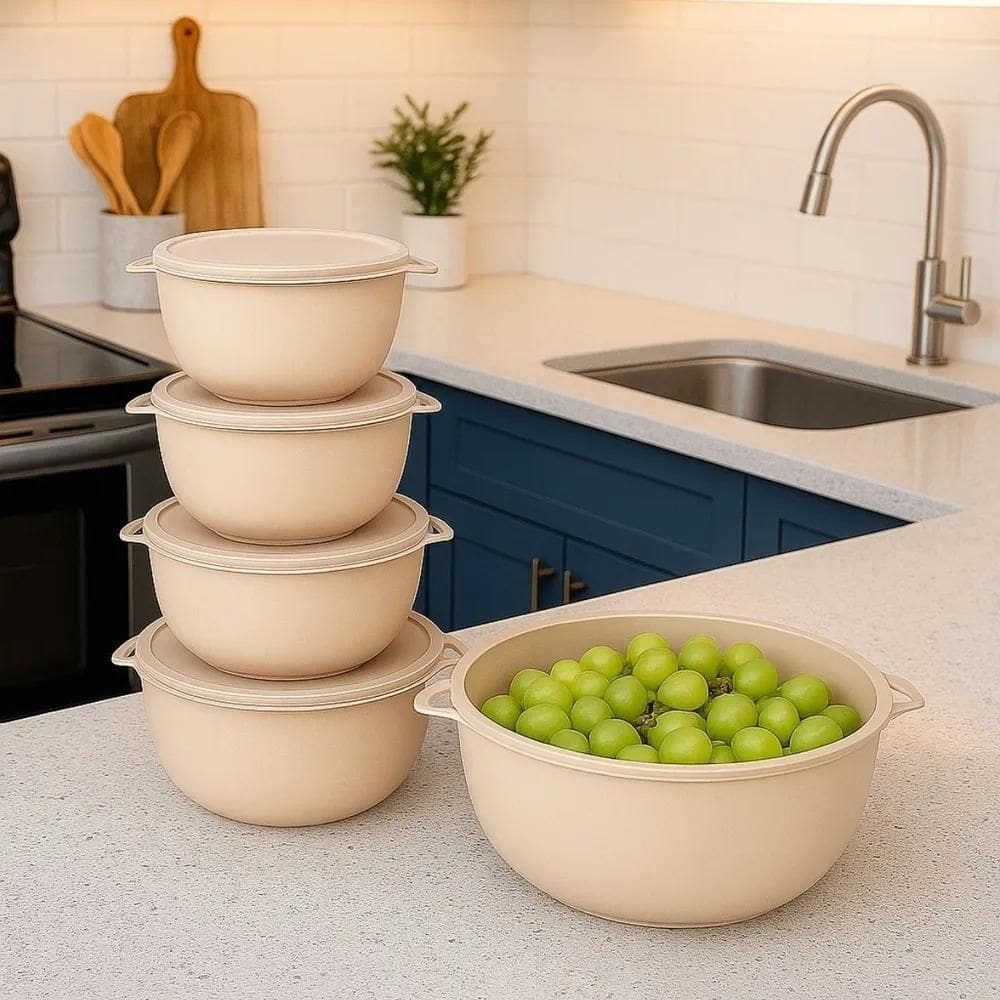 5X Kit 5 Potes Plastico Redondos Bowl Livre Bpa