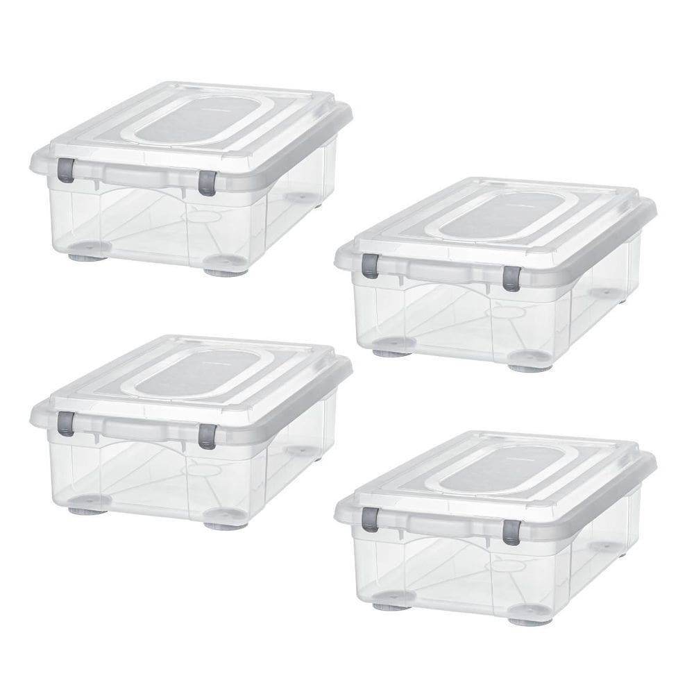 Kit 4 Caixa Plastica Organizadora 28 Litros Baixa Sanremo