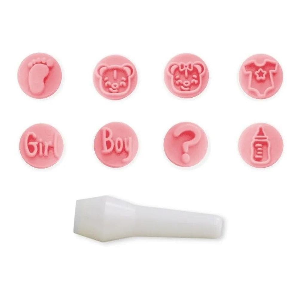 Kit 8 Carimbos Para Doces Baby Rosa Bb Bluestar Chá De Bebe