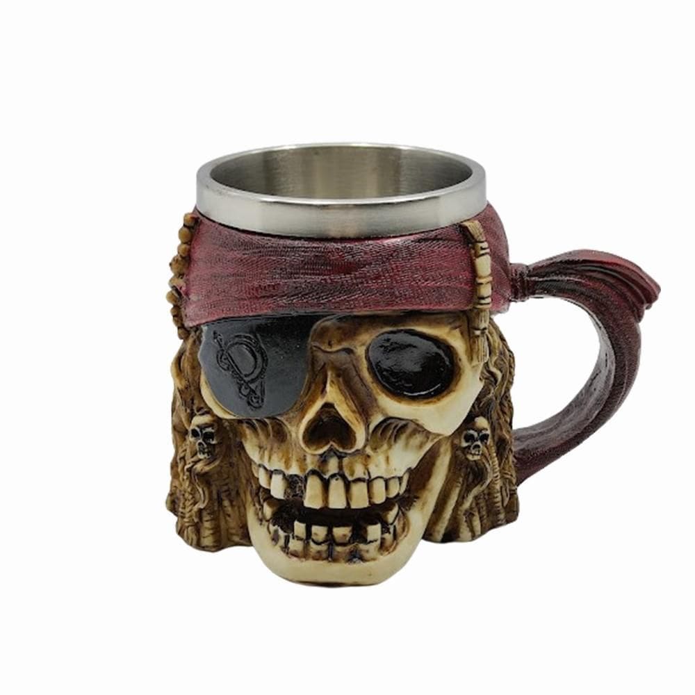 Caneca Caveira Pirata Do Caribe Tapa Olho Alça 400Ml Copo