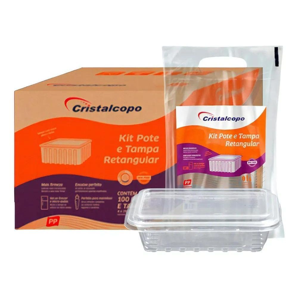 10X 25 Pote Descartável 250Ml Marmita Com Tampa Cristalcopo