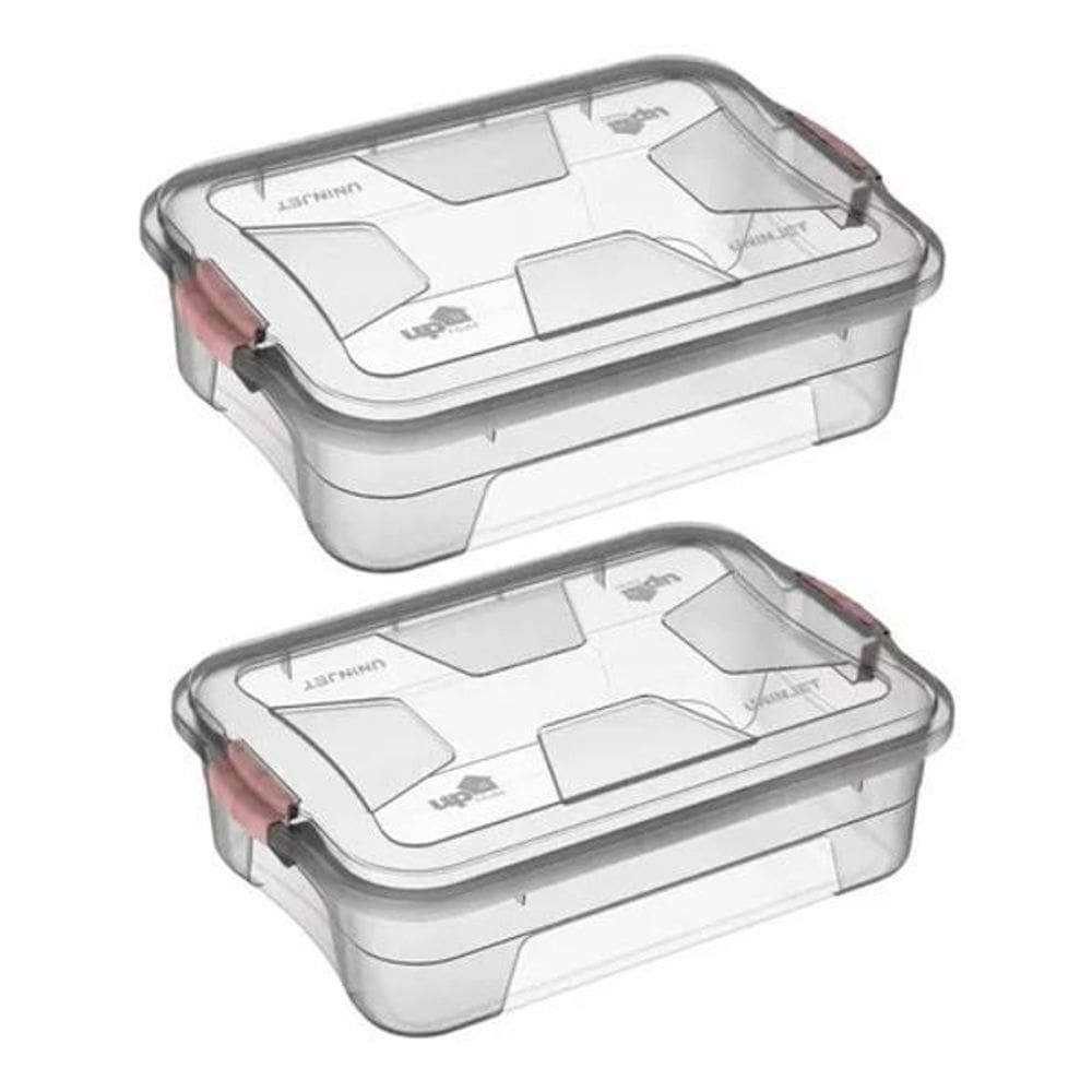 2 Caixas Organizadora Multiuso Transparente C/Tampa 10Litro