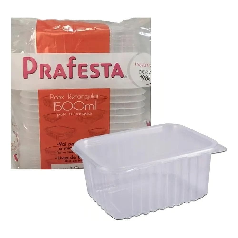 Pote Descartável 1500Ml Microondas Freezer Marmita Fit 10Un