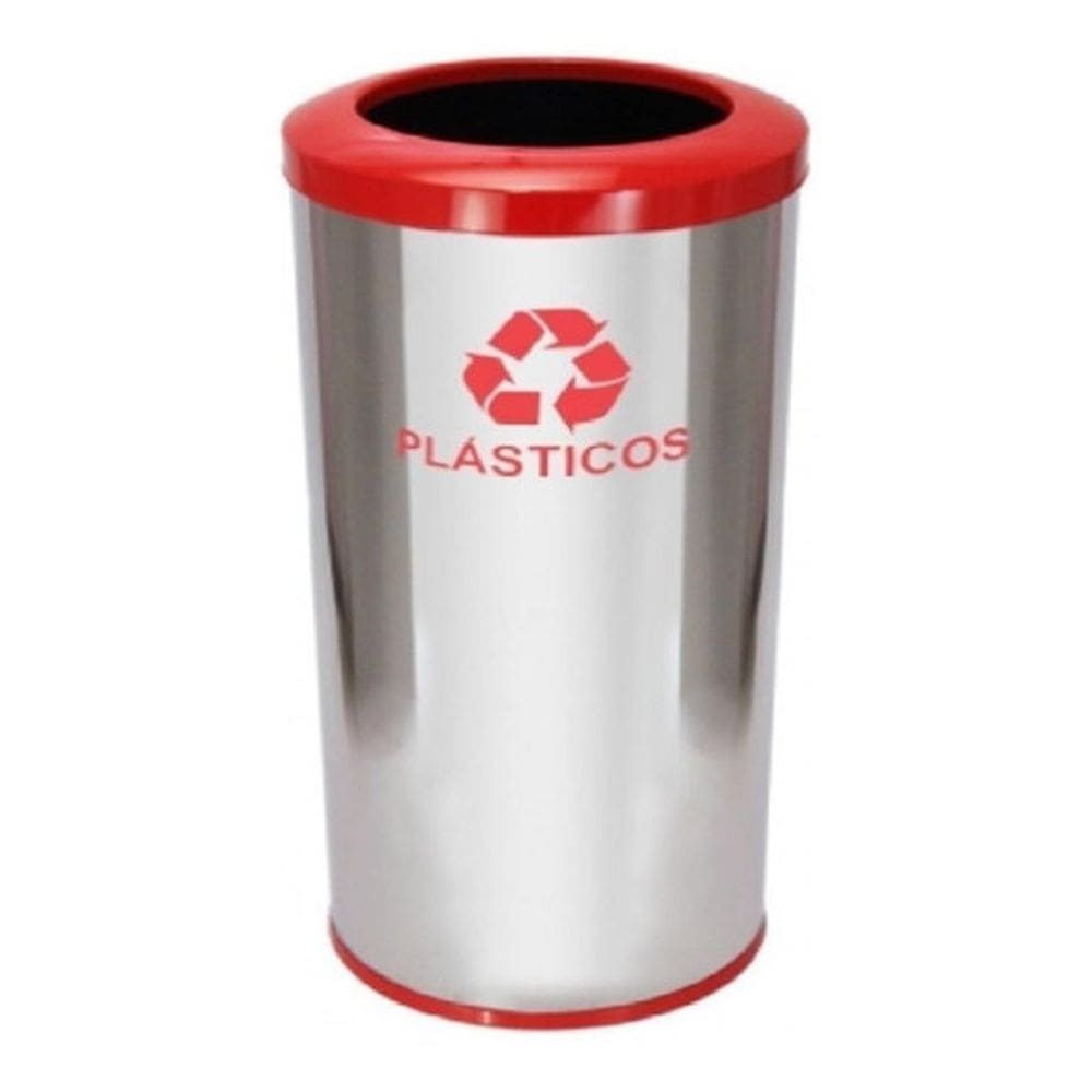 Lixeira Em Aço Inox Com Aro Pintado 22L