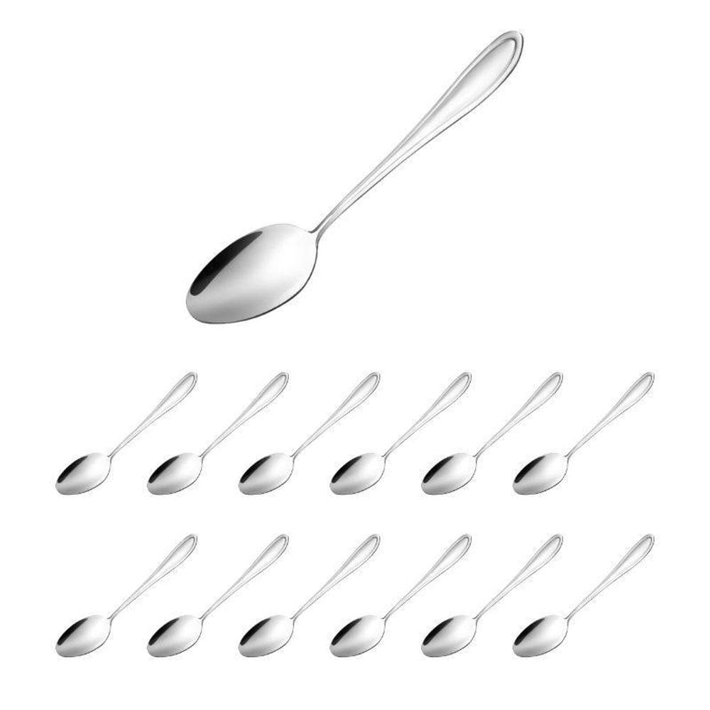 Jogo Com 12 Colher De Sobremesa Aço Inox C/Acabamento Polido
