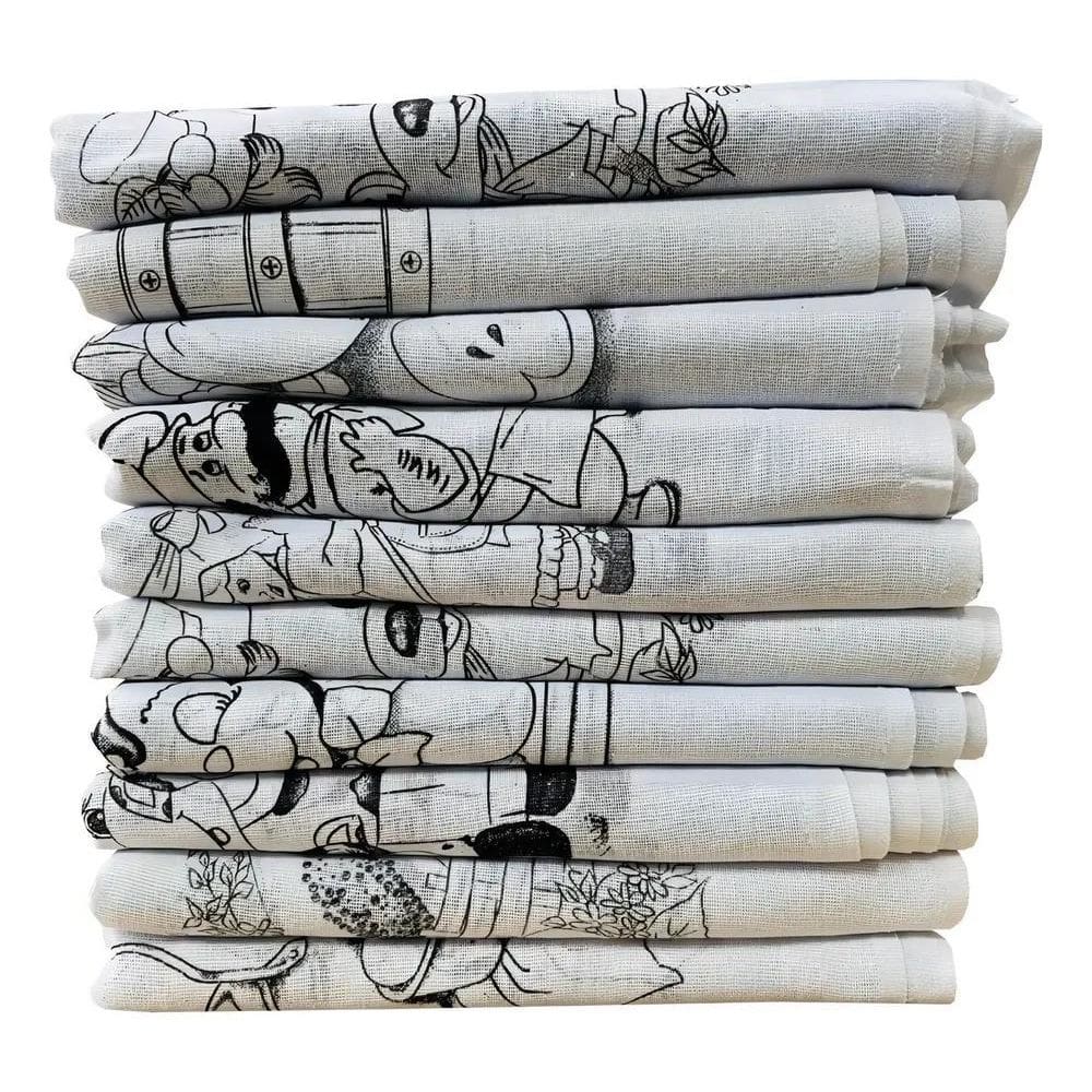 2X Pano De Prato Minimalista Preto Branco Kit 10 Peç