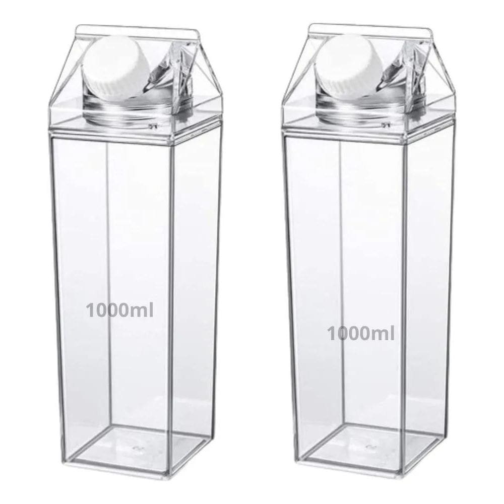 2X Kit 2 Garrafas Acrilico Plastico 1 Litro Suco Leite Agua