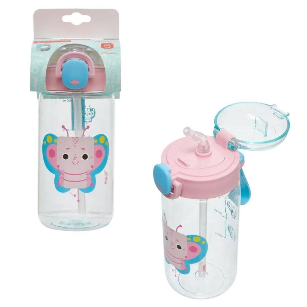 Garrafa Com Canudo 460Ml Borboleta 6100D52 - Kouii