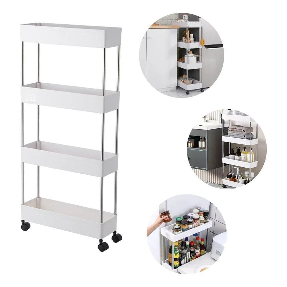 10X Carrinho Organizador Multiuso 4 Cestos Slim Cozinha Ban