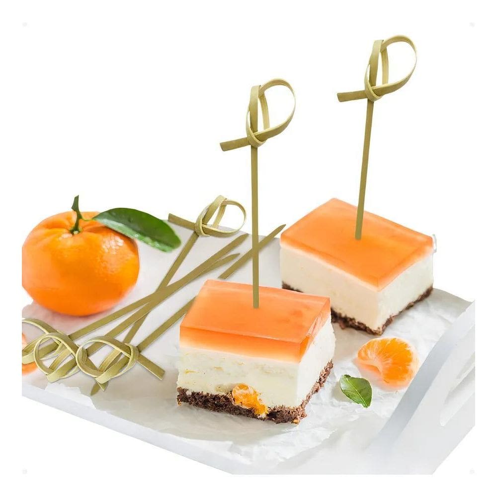 10X Espeto Bambu Aperitivo Decorativo Festas Nó 9Cm Com 300