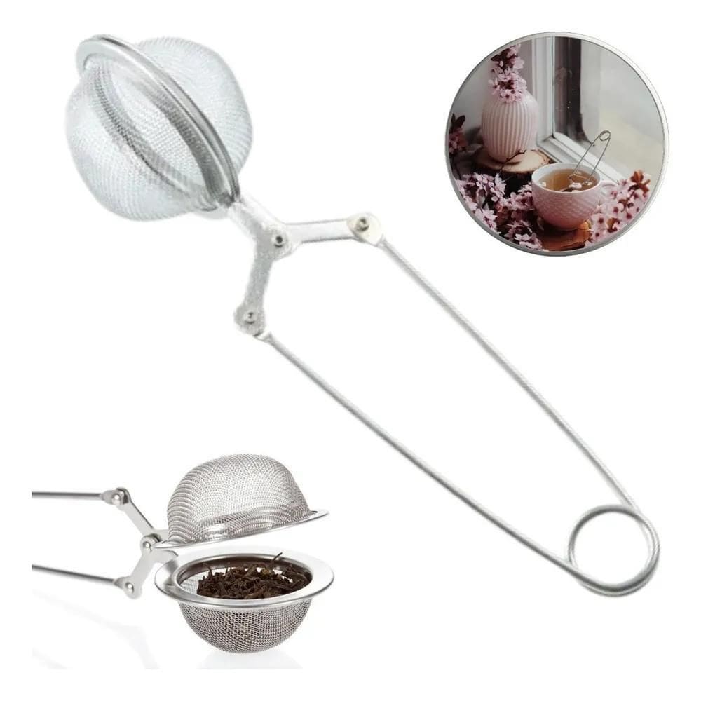 10X Infusor Em Inox Para Chá Mini Peneira Coador Pinça