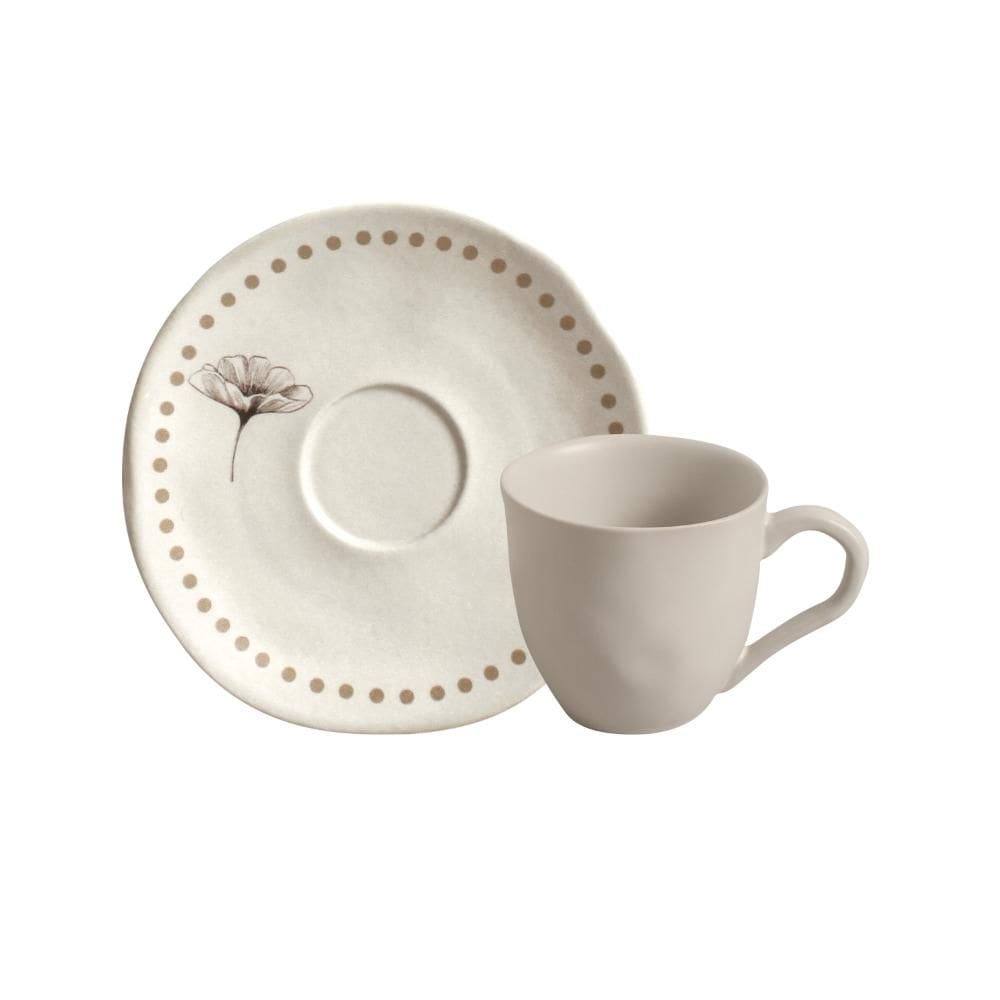 Conjunto com 6 Xícaras de Café com Pires Orgânico Amana 120ml