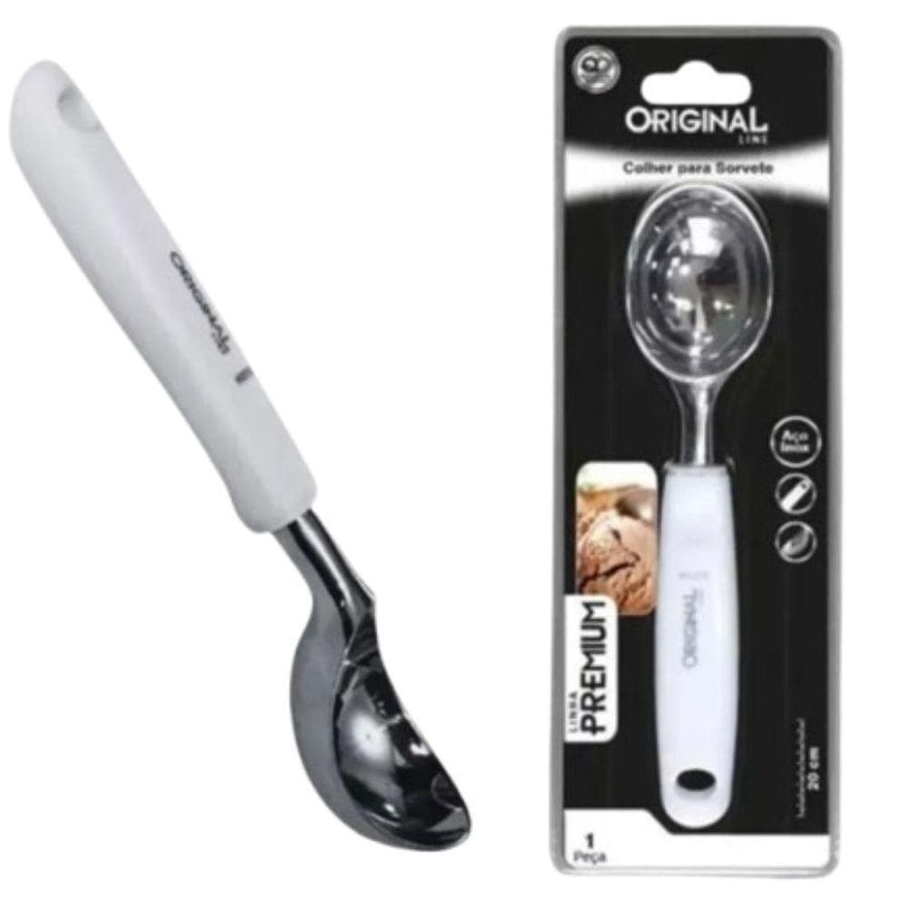 Colher Concha Para Sorvete Inox Premium 20Cm Jjb