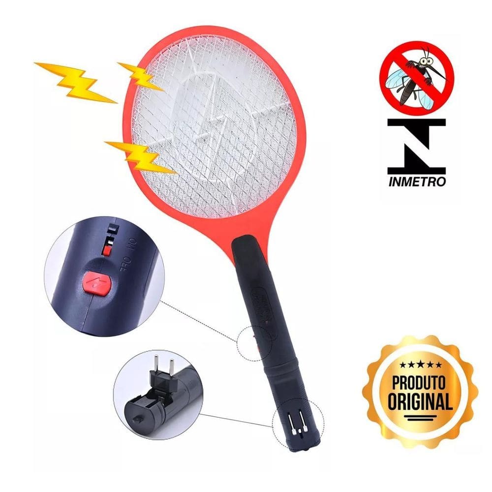 Raquete Elétrica Bivolt Para Mosquitos E Insetos Rápida