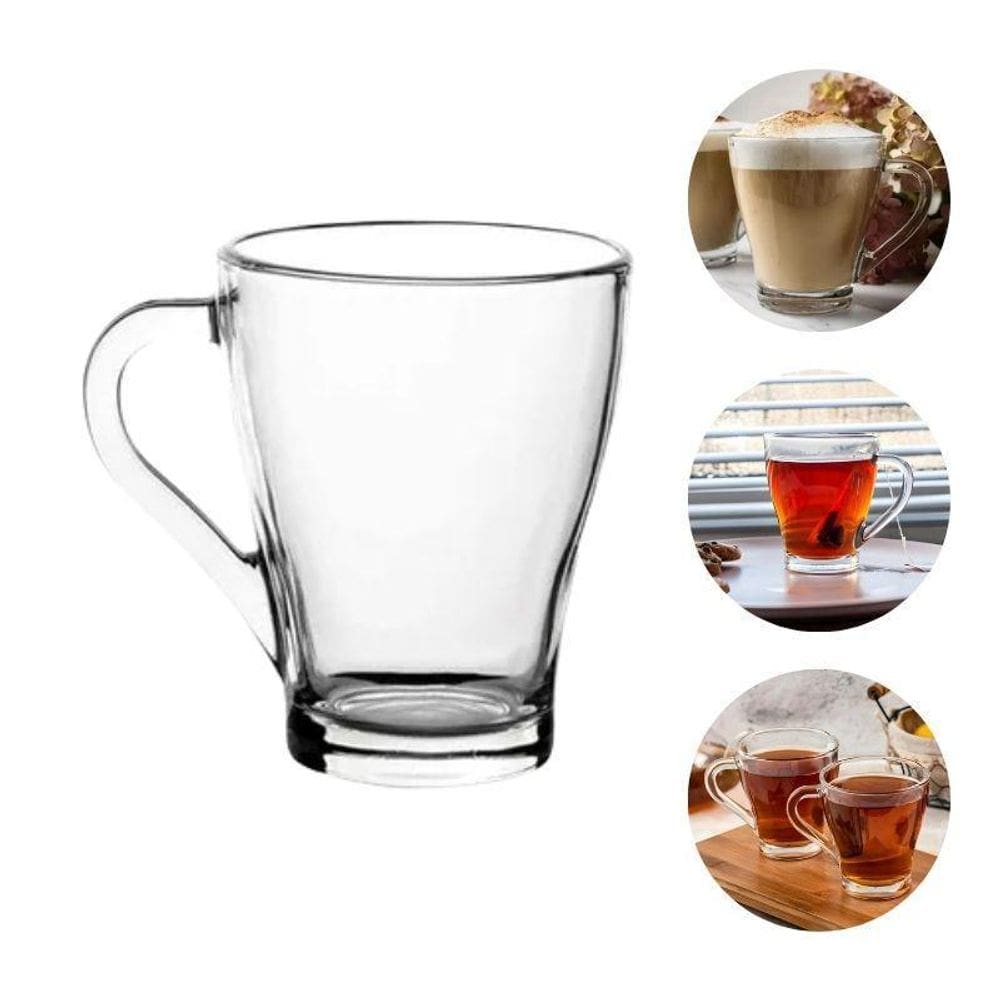 Kit Com 12 Canecas De Vidro 265Ml Café Chá Leire Cappuccino