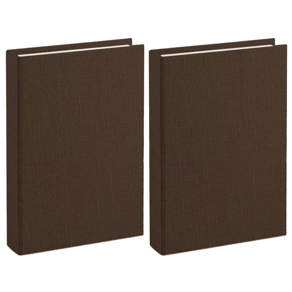 Kit 2 Livro Caixa Decoração Com Revestimento Em Linho Marrom