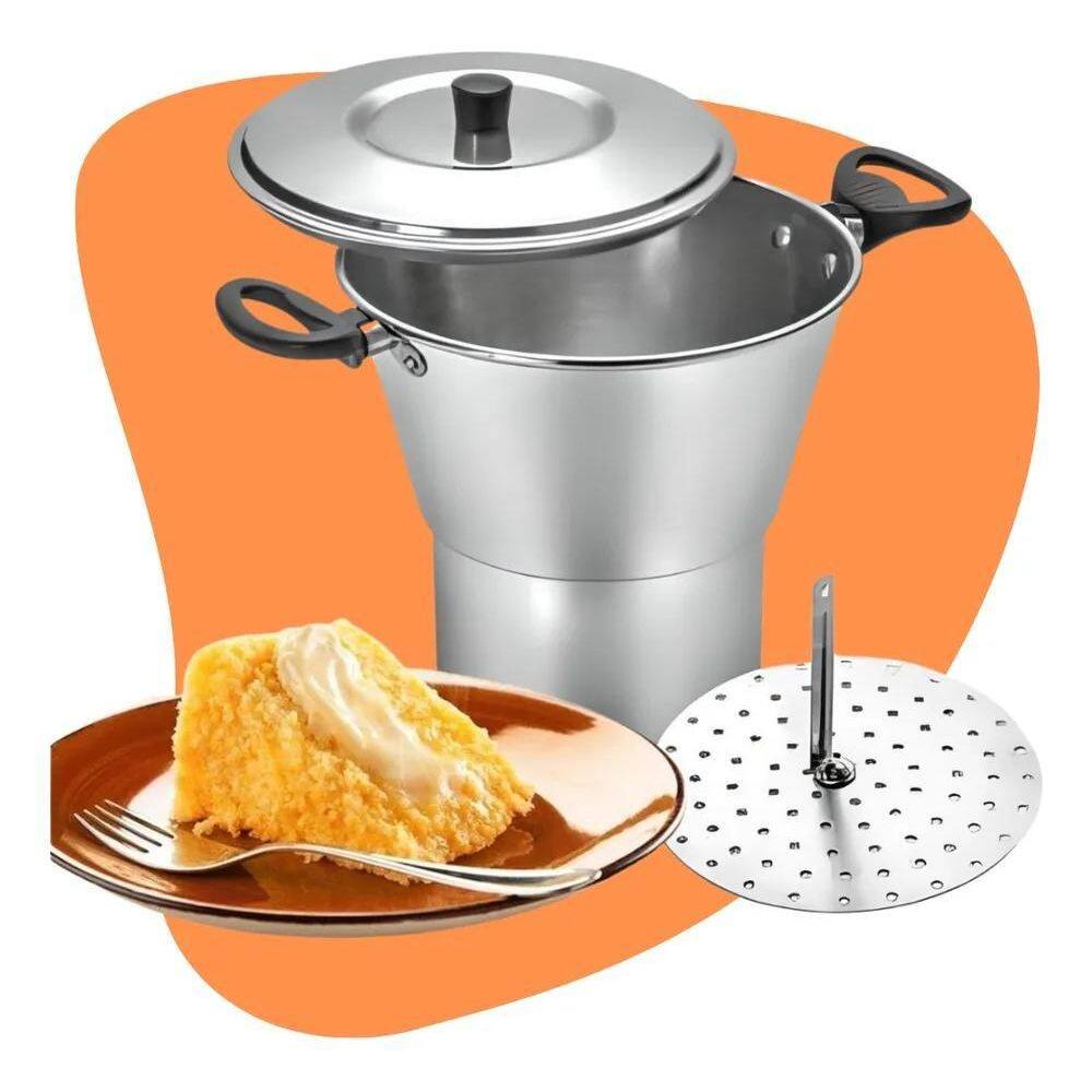 Cuscuzeiro De Alumínio Panela Cuscuzeiro Média N16 Cuscuz