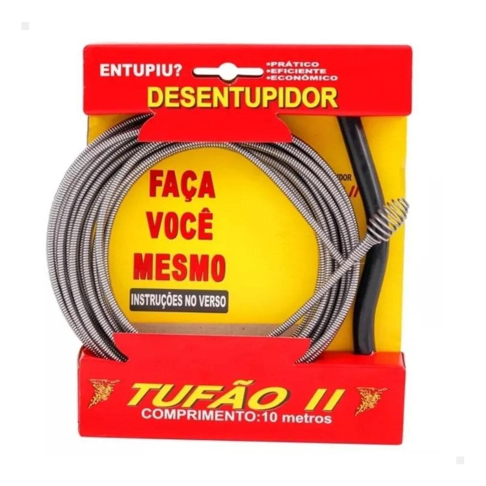 10X Desentupidor Tufão Aço 10M Ralo Pia Tanque Cozinha Banh