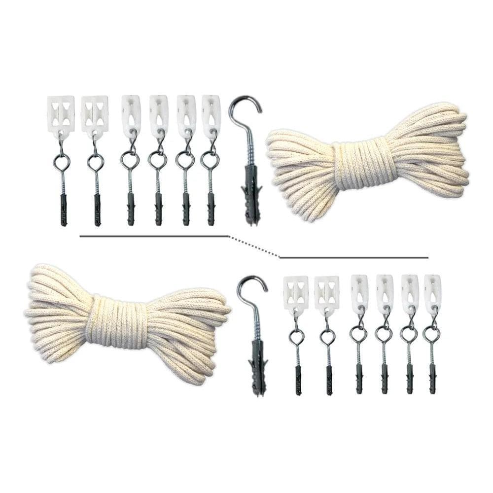 10X 2 Kits De Instalação De Varal De Teto Com Corda 15M E Mo