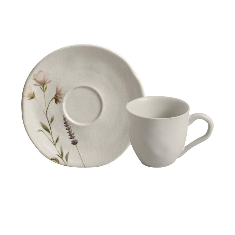 Conjunto com 6 Xícaras de Café com Pires Orgânico Lavanda 120ml