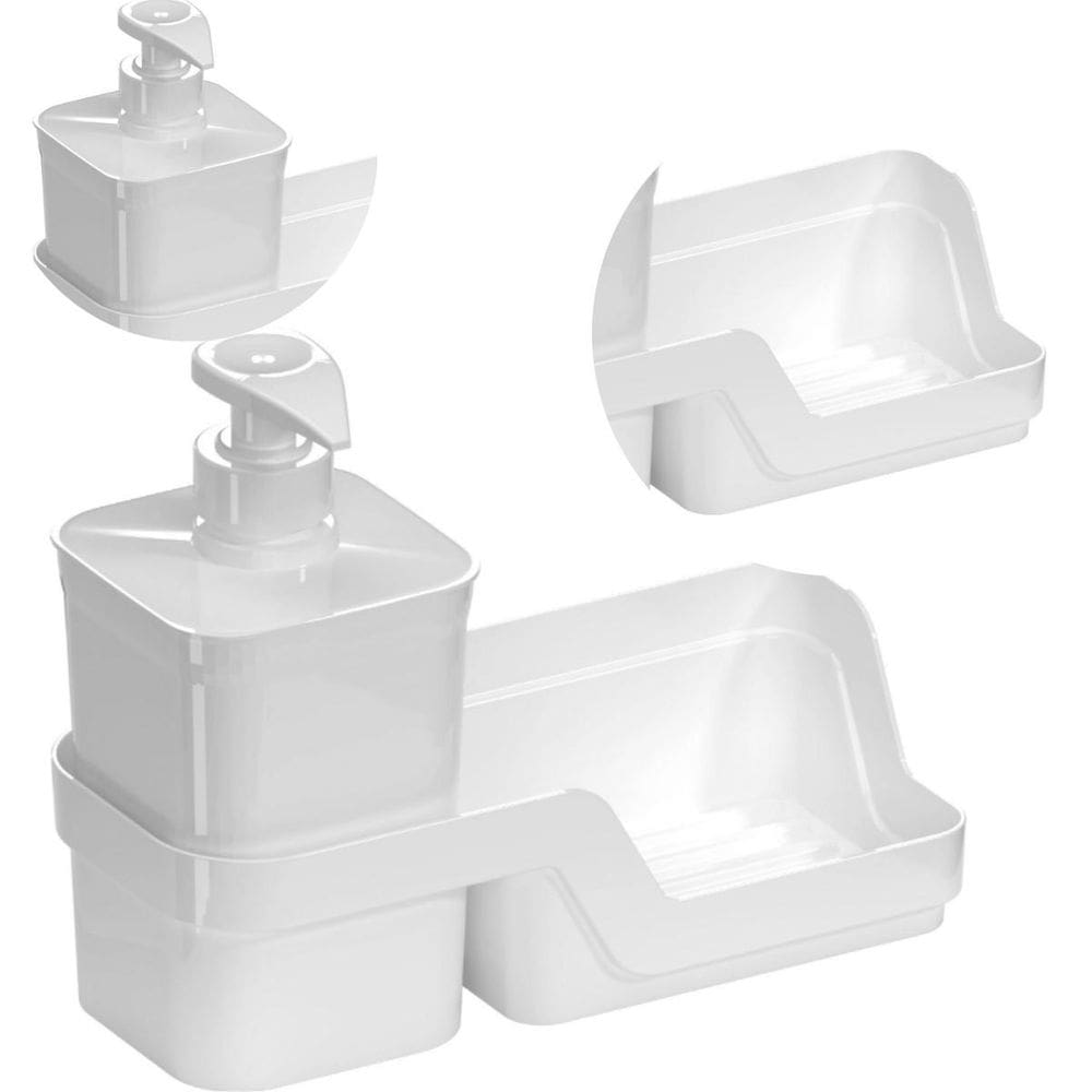 Dispenser Porta Detergente E Esponja Flat 500Ml Cor Branco