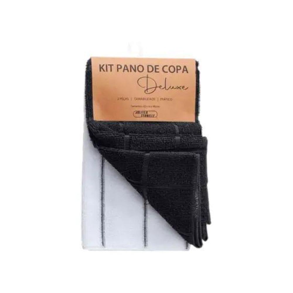 Kit 2 Peças Pano De Copa Deluxe - Jolitex Preto
