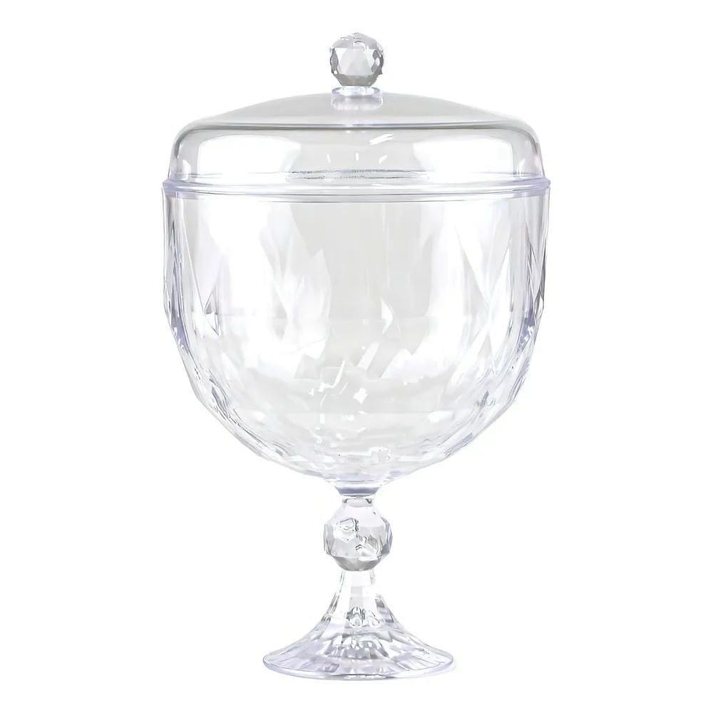 Taça Para Pavê Sobremesa Acrílico 1250Ml Com Tampa Diamante