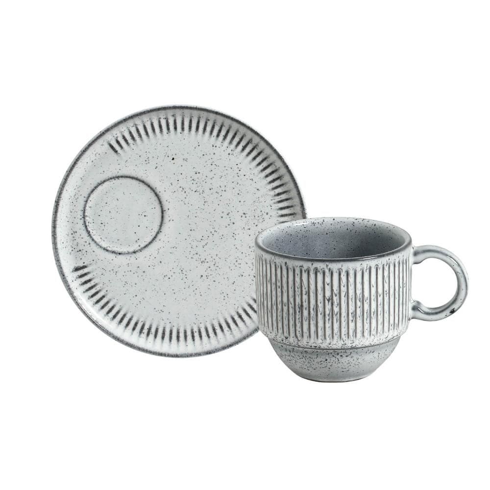 Conjunto com 6 Xícaras de Chá Empilhável com 6 Pires Linhas Echo 230ml