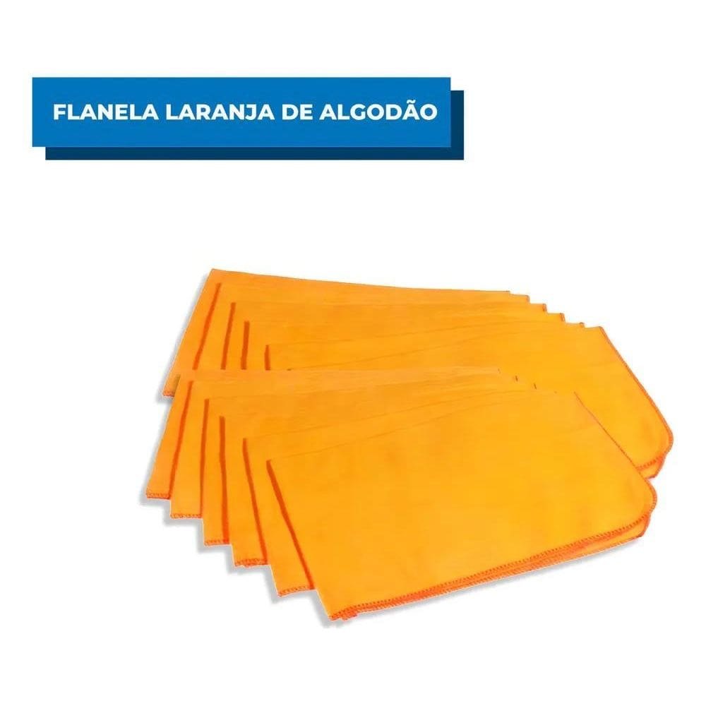 Flanela Limpeza - Laranja - 100% Algodão - Neves 30 X 40 Cm